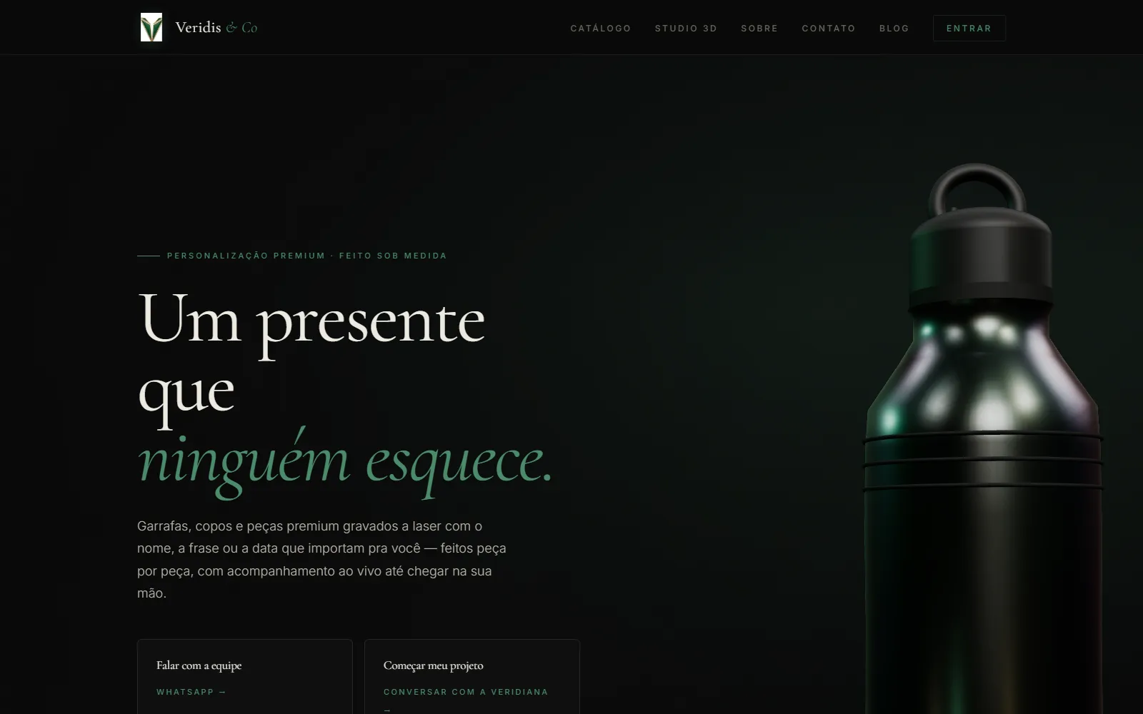 Site e estúdio 3D de personalização da Veridis